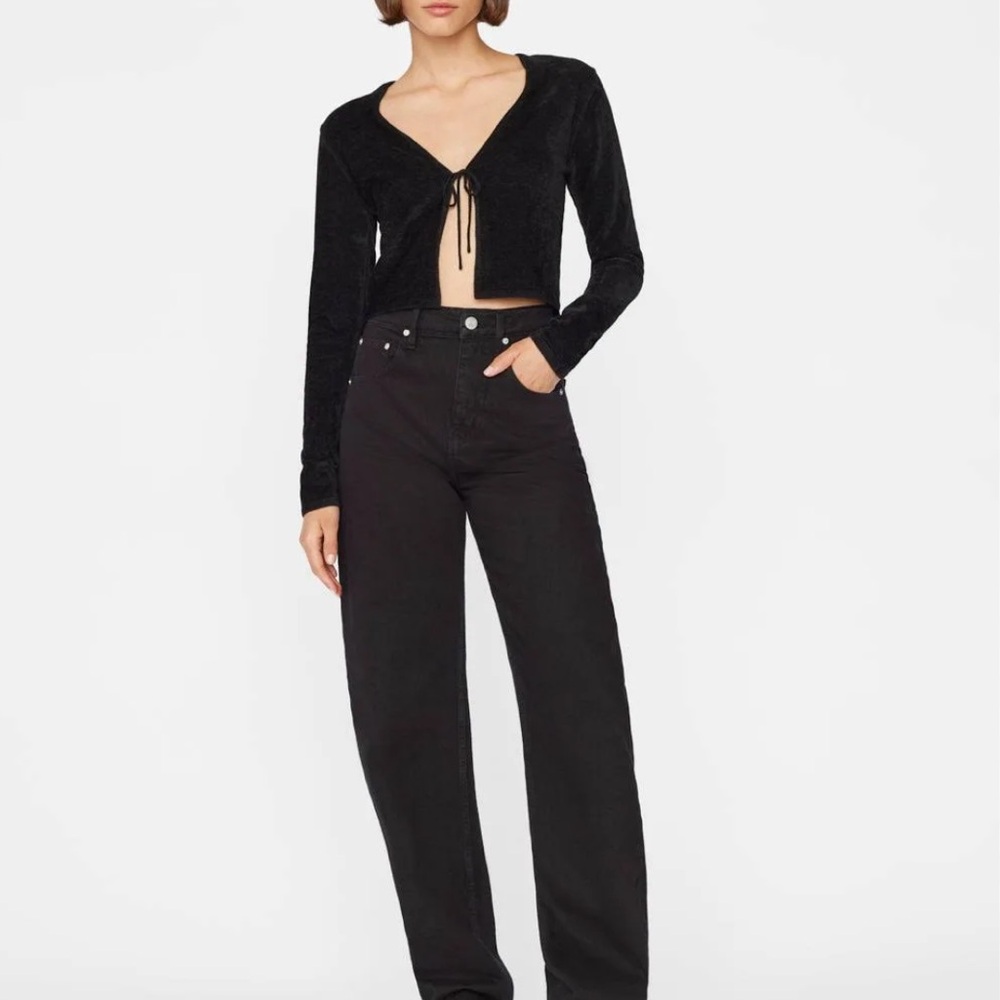 FRAME Velvet Tie Top Noir Black - Picture 9 of 10